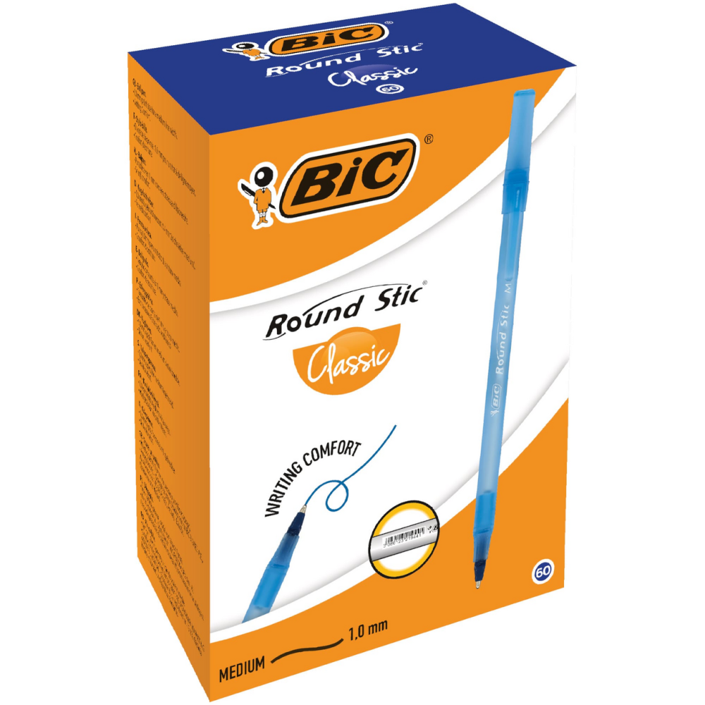 Ручка BIC Round Stic Classic шариковая синяя, 60шт