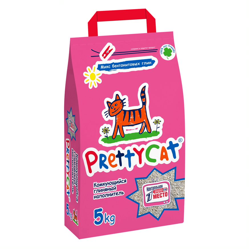 Наполнитель для кошачьего туалета PrettyCat комкующийся глиняный, 5кг