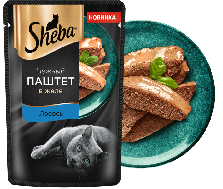 Корм консервированный Sheba для взрослых кошек паштет-лосось, 75г