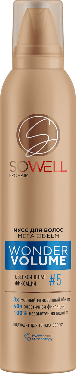 Мусс для волос Sowell Wonder Volume Мега объем от корней сверхсильной фиксации, 200мл