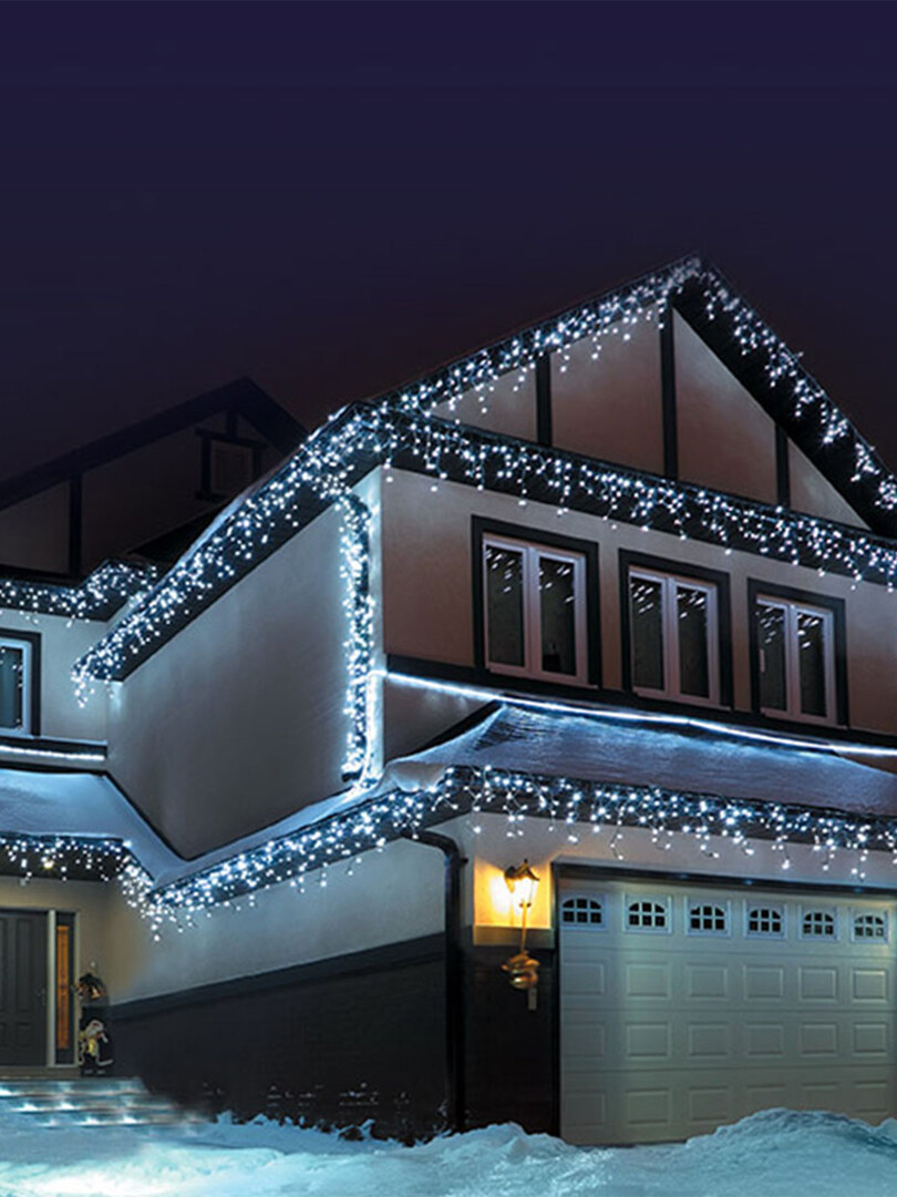 Гирлянда Glos сосульки холодный белый 100Led, 2 х 1м