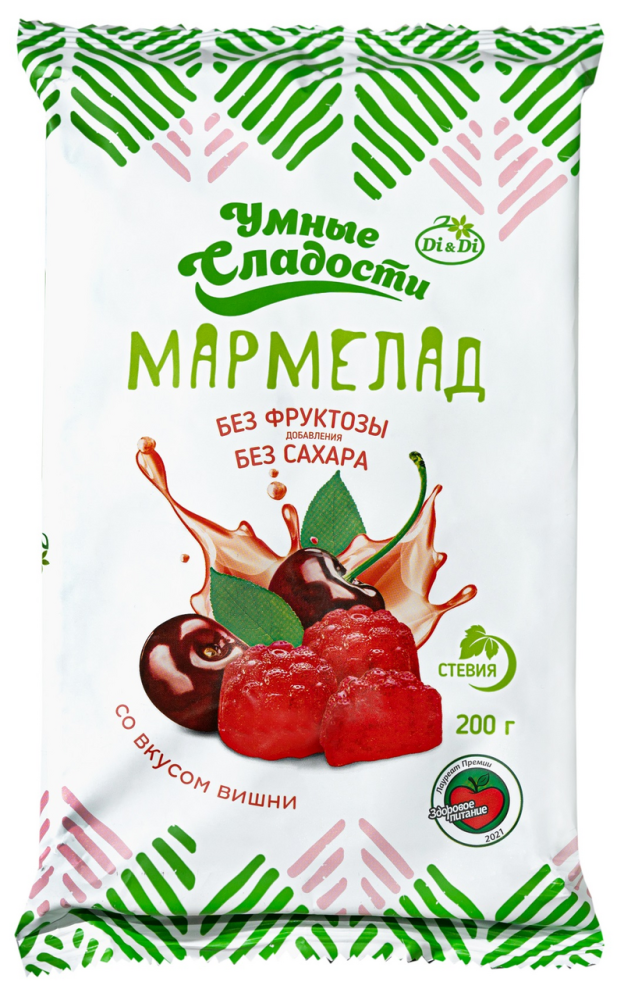 Мармелад Умные сладости вишня без фруктозы без сахара, 200г
