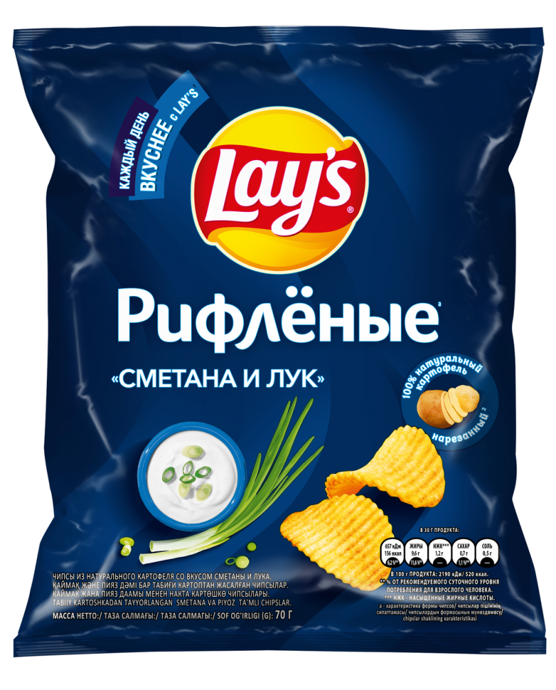 Чипсы Lay's рифленые Сметана и лук, 70г