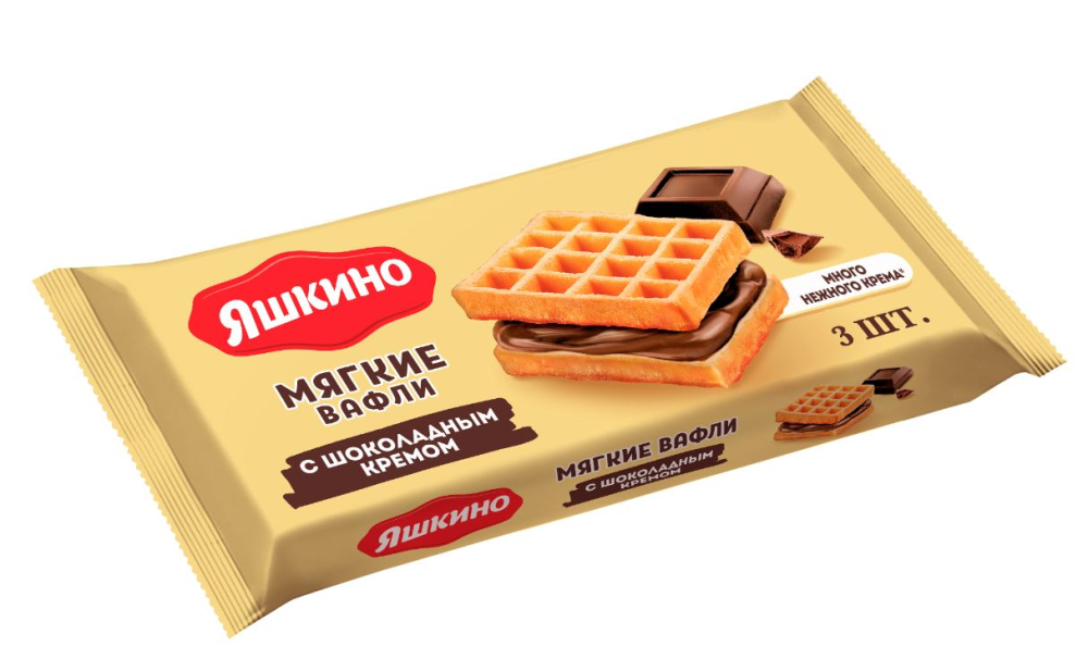 Вафли Яшкино мягкие с шоколадным кремом, 120г