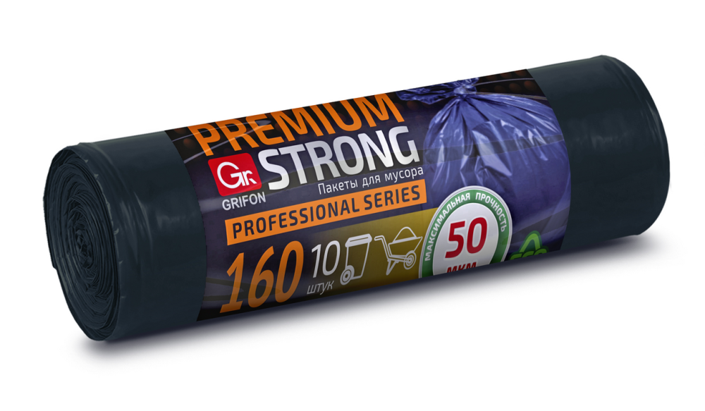 Мешки Grifon Premium для мусора 50мкм 10 штук, 160л