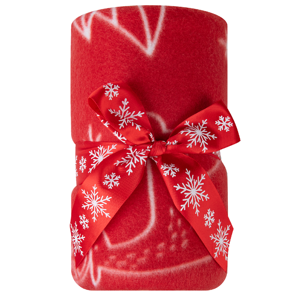 Tarrington House Плед флисовый красный с принтом олени 170г, 130 х 170см