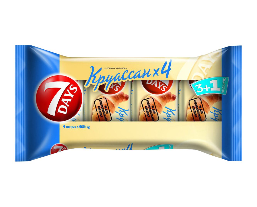 Круассан 7 Days с кремом Ваниль, 4*65г Круассан 7 Days с кремом Ваниль, 4*65г
