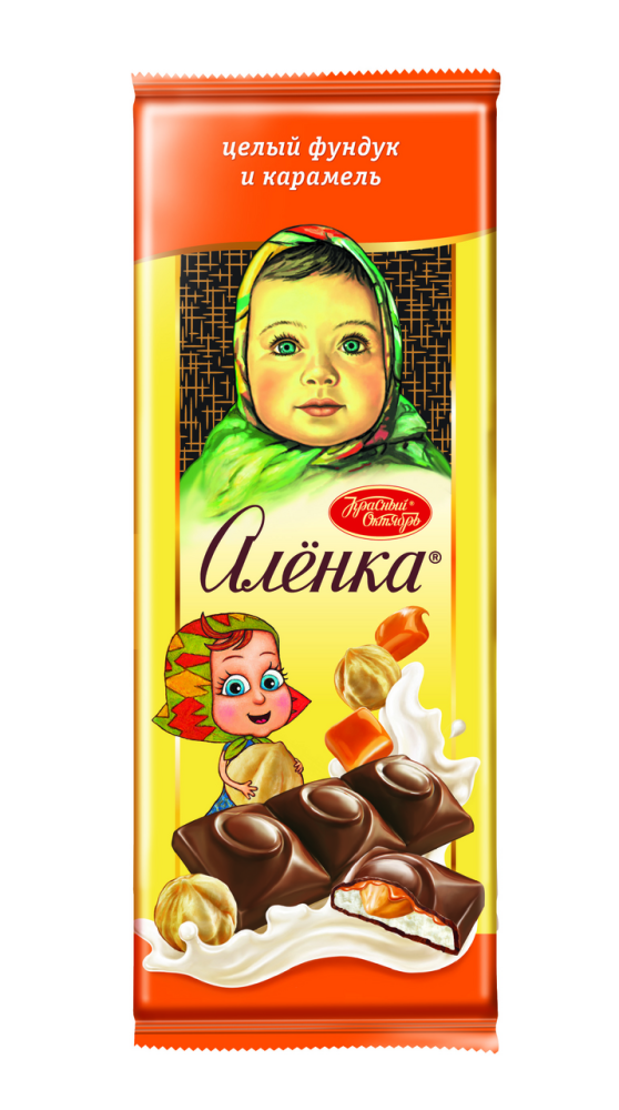 Шоколад Красный Октябрь Аленка целый фундук и карамель, 165г