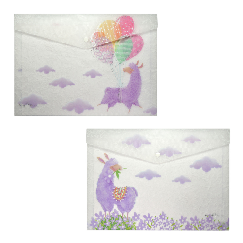 Папка-конверт BrunoVisconti Лавандовая лама на кнопке А4 33.5 х 23.5см