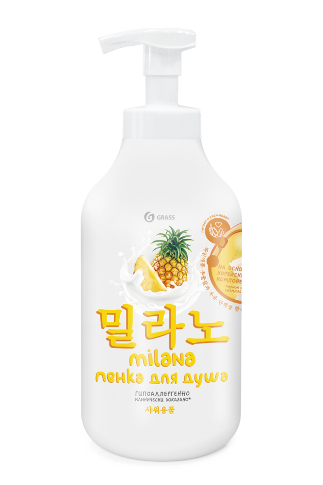 Гель-пенка Grass для душа Milana ананас, 750мл