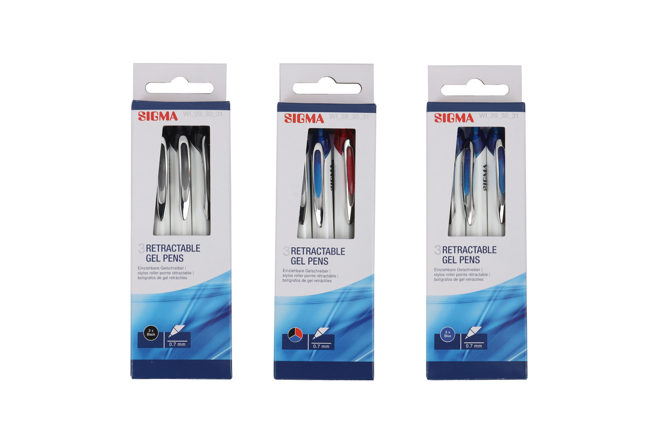 РУЧКА ГЕЛЕВАЯ СИНЯЯ 3 ШТ SIGMA