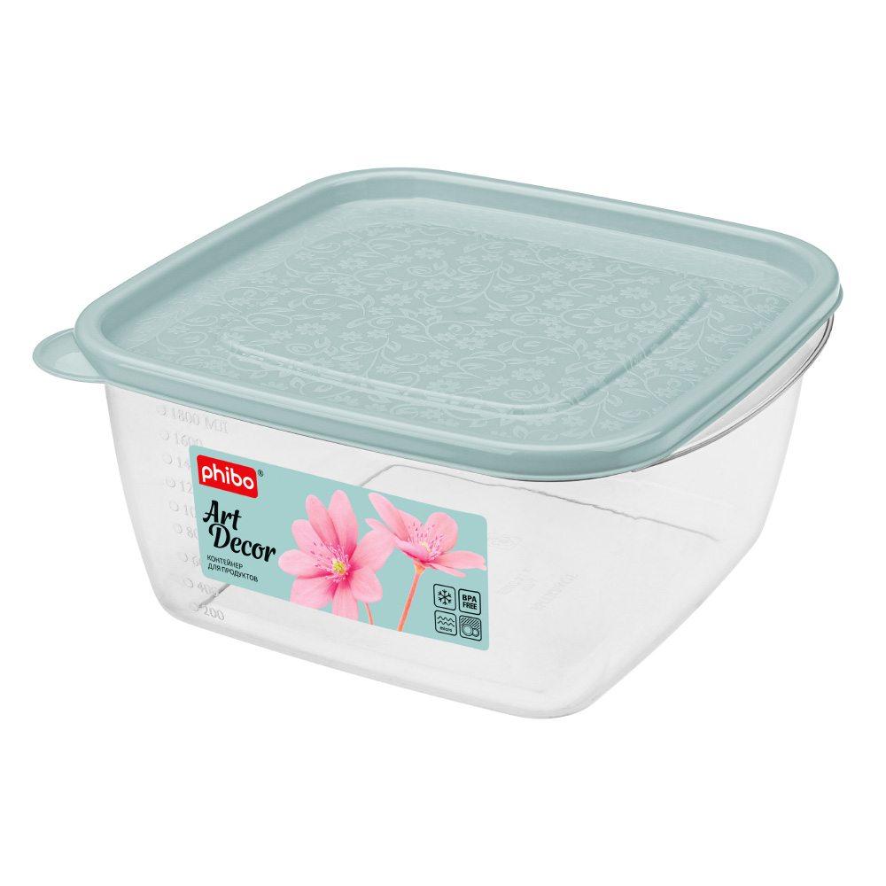 Контейнер Phibo Арт-Декор 2,1 л светло-зелёный