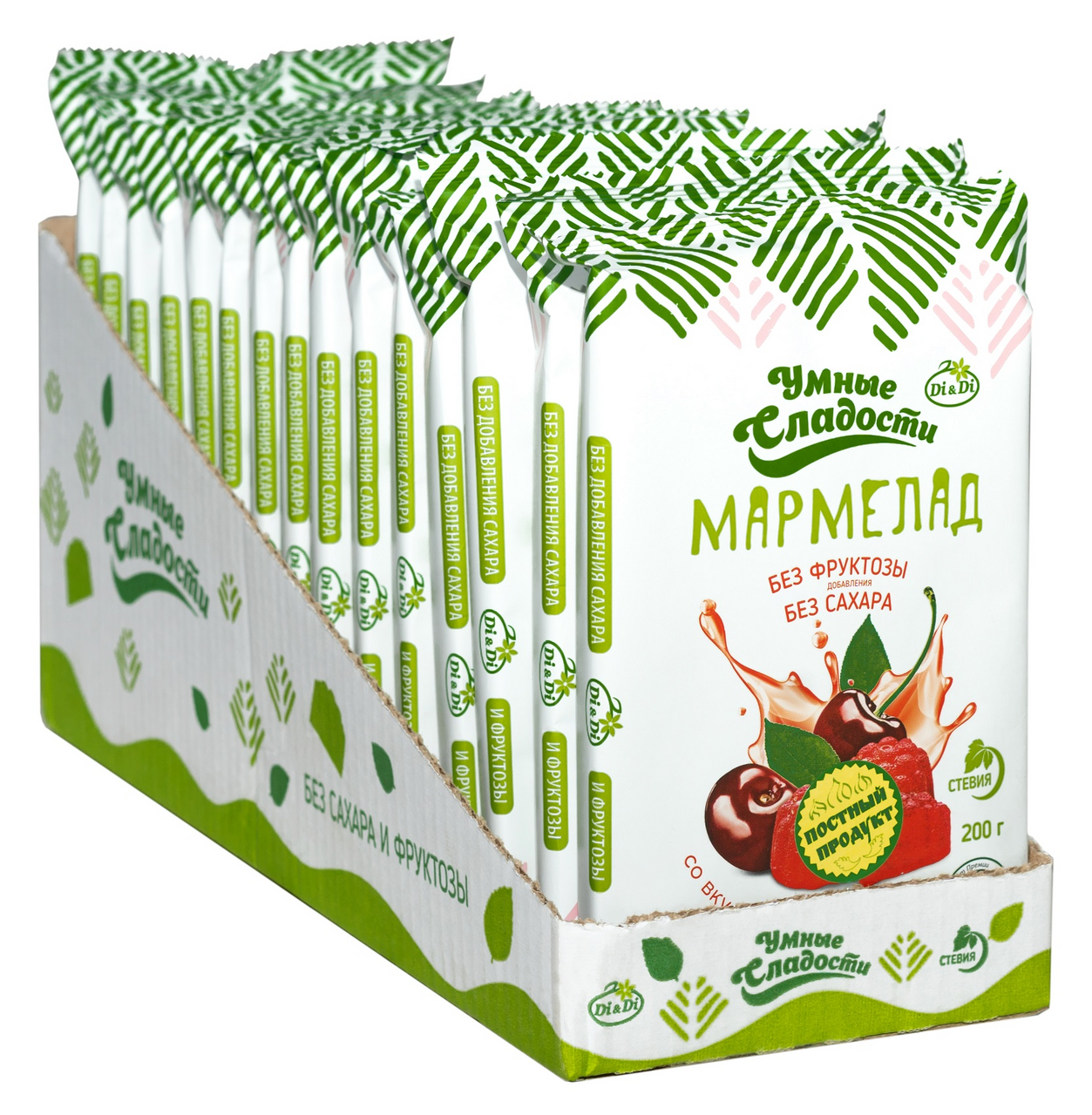 Мармелад Умные сладости вишня без фруктозы без сахара, 200г