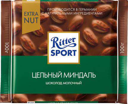 Шоколад Ritter Sport молочный "Цельный миндаль" 100г