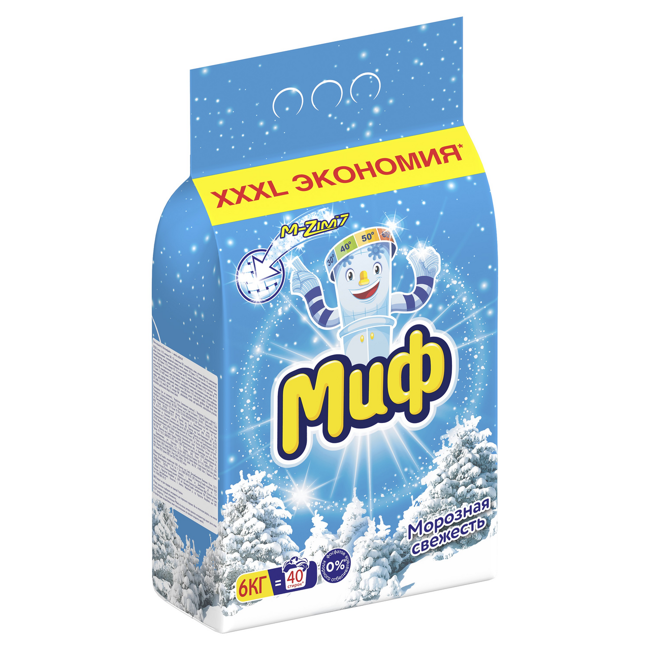 Стиральный порошок Миф Морозная свежесть автомат для белого белья 6 кг