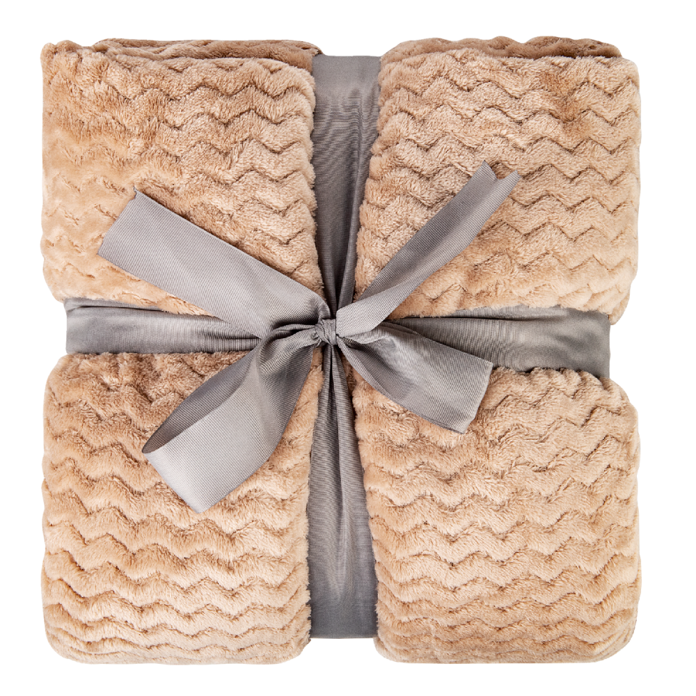 Tarrington House Плед микровелюр Волна бежевый 250г, 200 x 220см