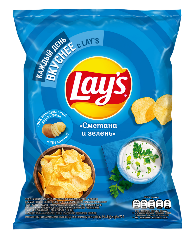 Чипсы Lay's Сметана и зелень, 70г
