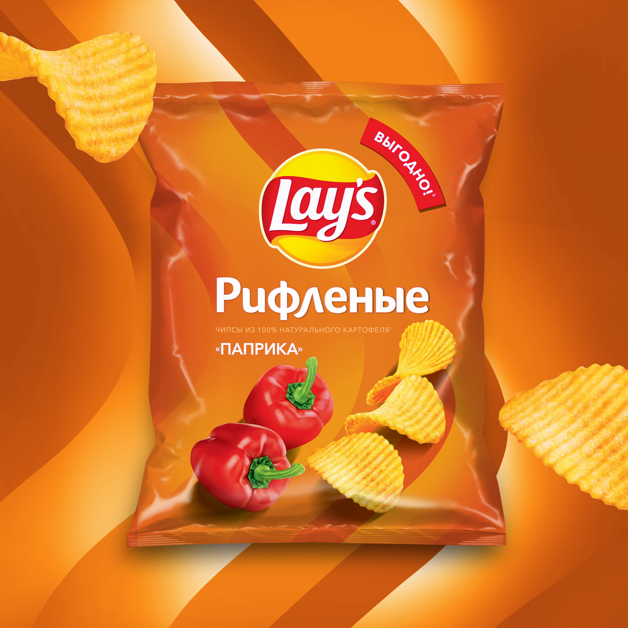 Чипсы рифленые паприка Lay's, 225г