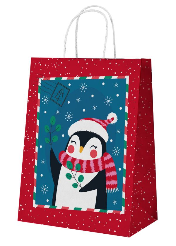 Сумка подарочная Архбум-Упак пингвин, 25 x 32 x 11см
