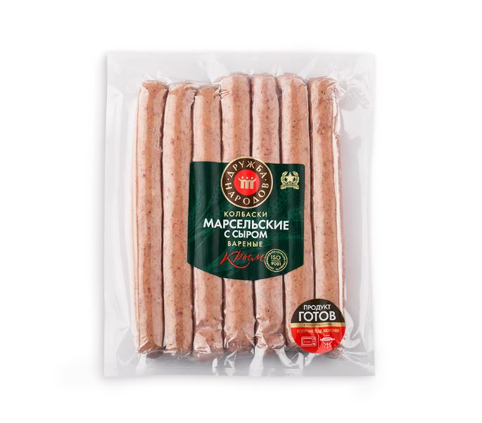 Колбаски вареные Марсельские с сыром Дружба Народов, 350г