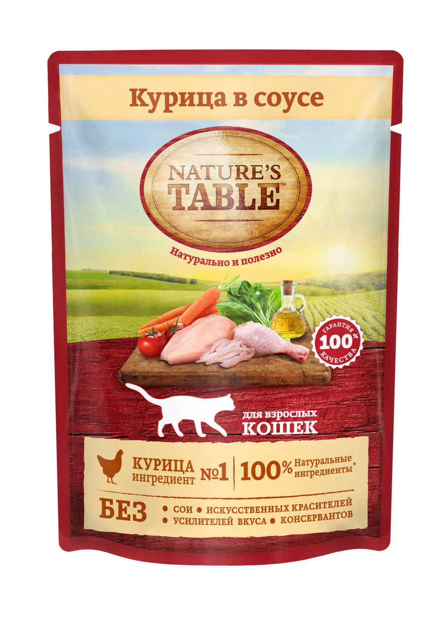 Корм влажный Nature's Table курица в соусе для взрослых кошек 85 г