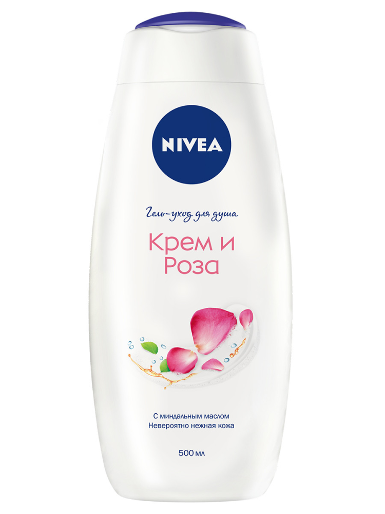 Гель-уход Nivea для душа крем роза с маслом миндаля, 500мл