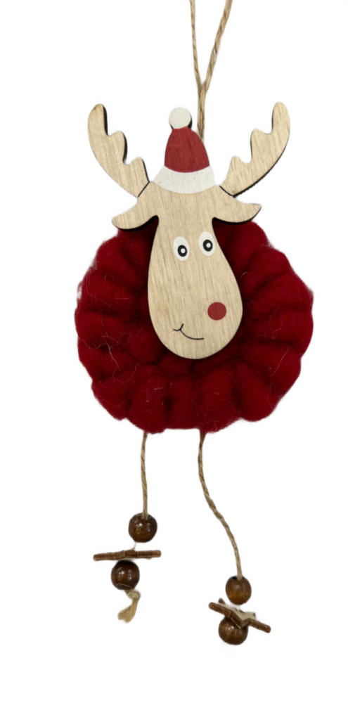 Подвеска из дерева олень-Санта