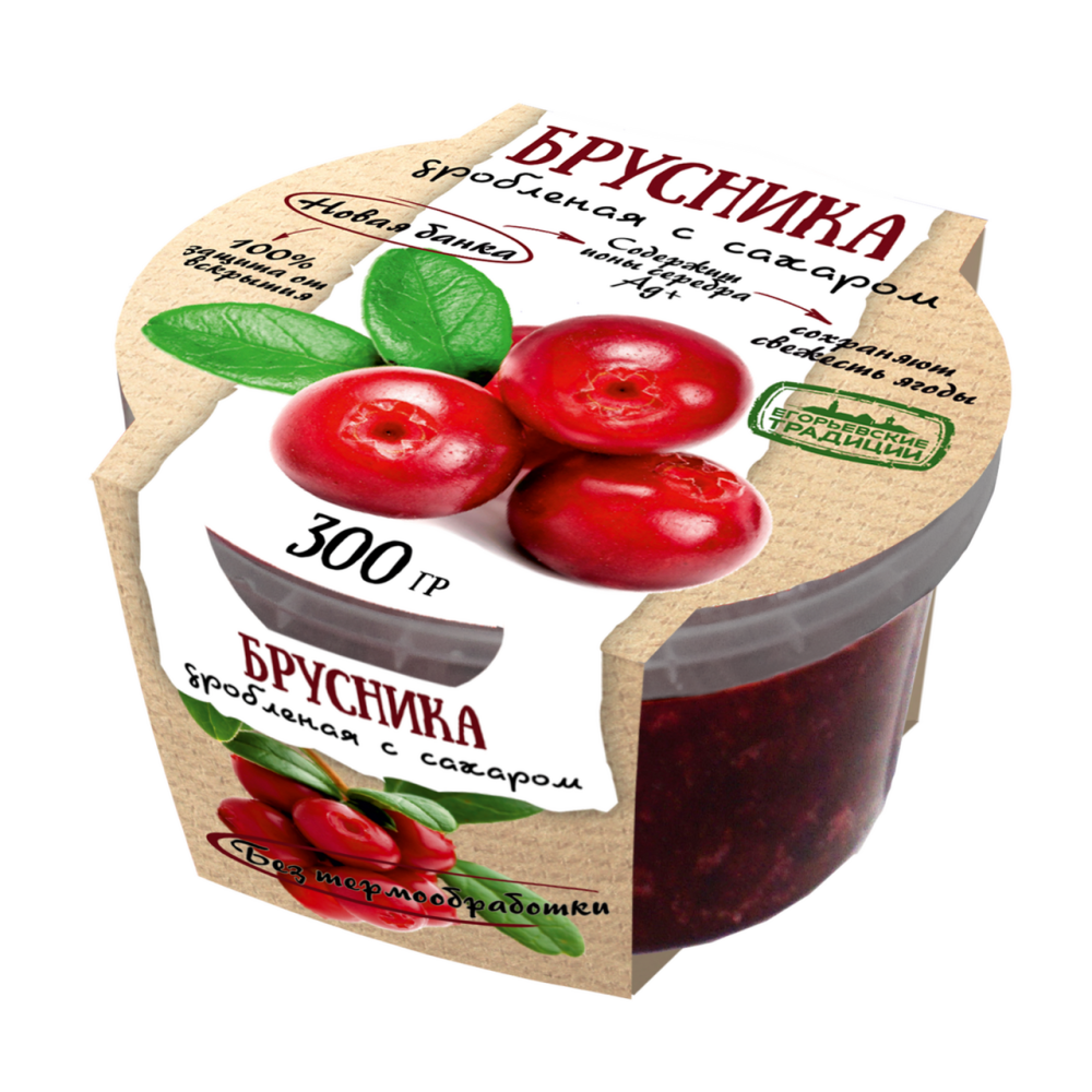 Брусника Егорьевские традиции дробленая с сахаром 300 г