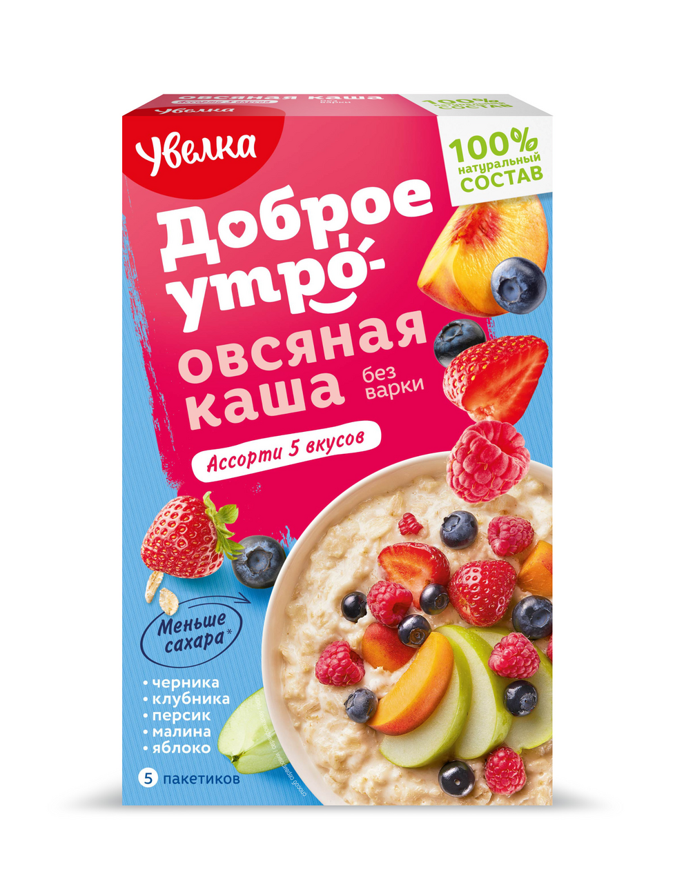 Каша овсяная Увелка ассорти 5 вкусов (40г x 5шт), 200г