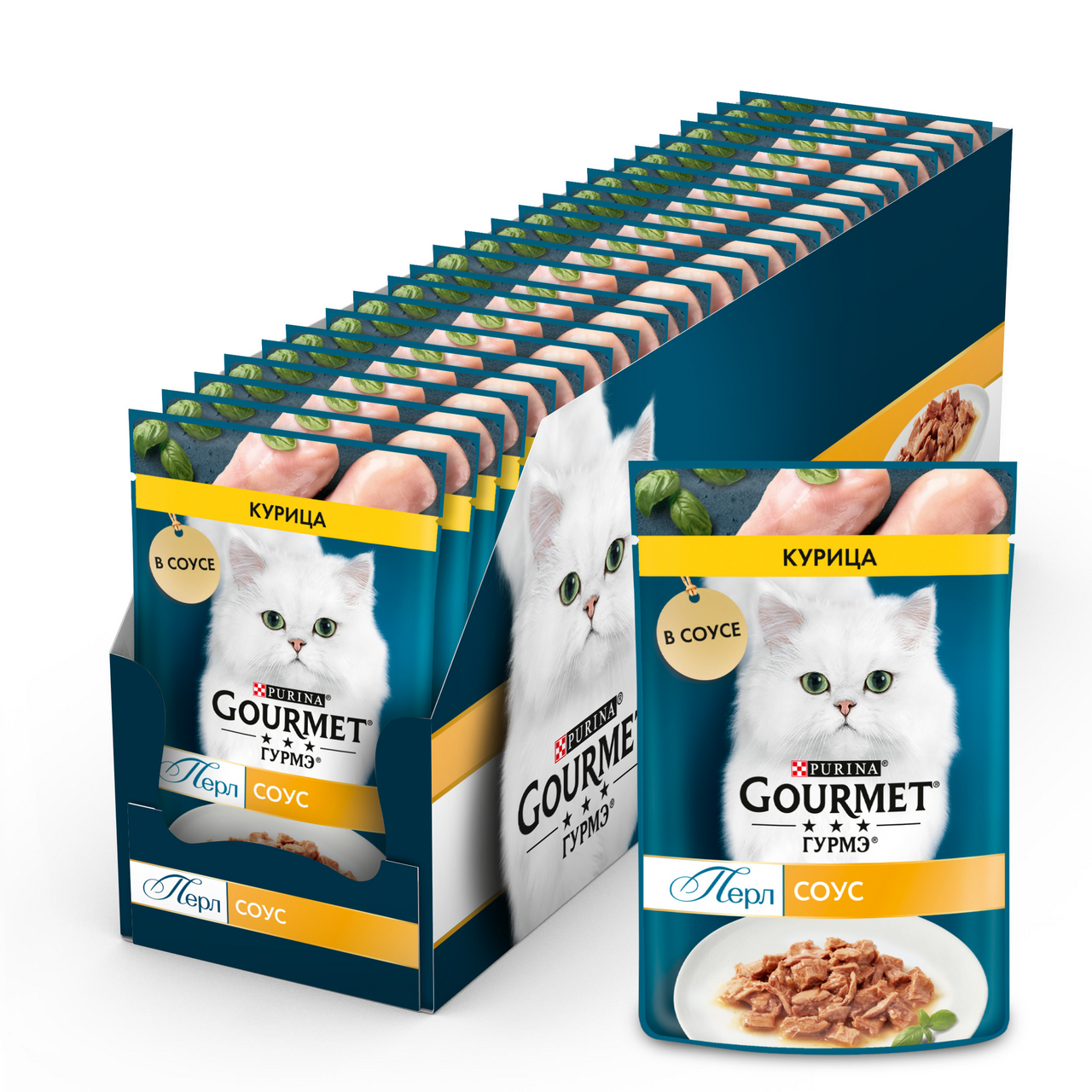 Влажный корм Gourmet Perl Нежное филе для кошек с курицей в соусе, 75г