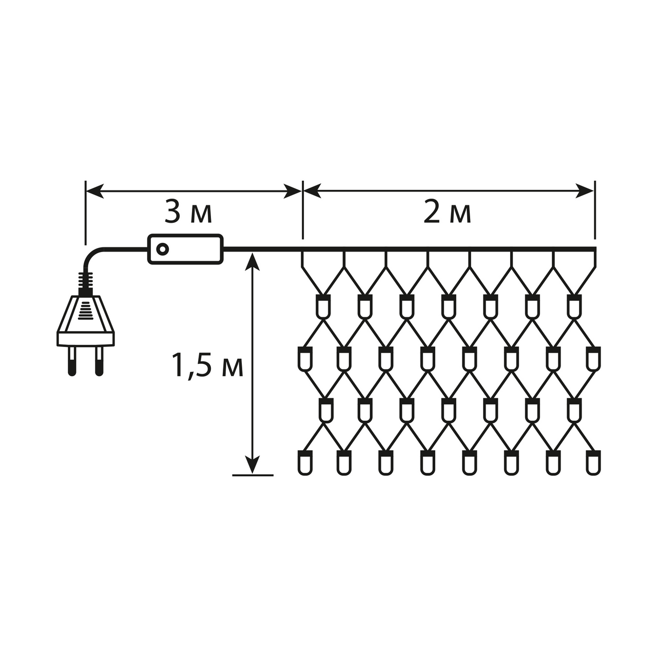 Гирлянда cетка B&H теплый белый 120Led, 2 х 1.5м